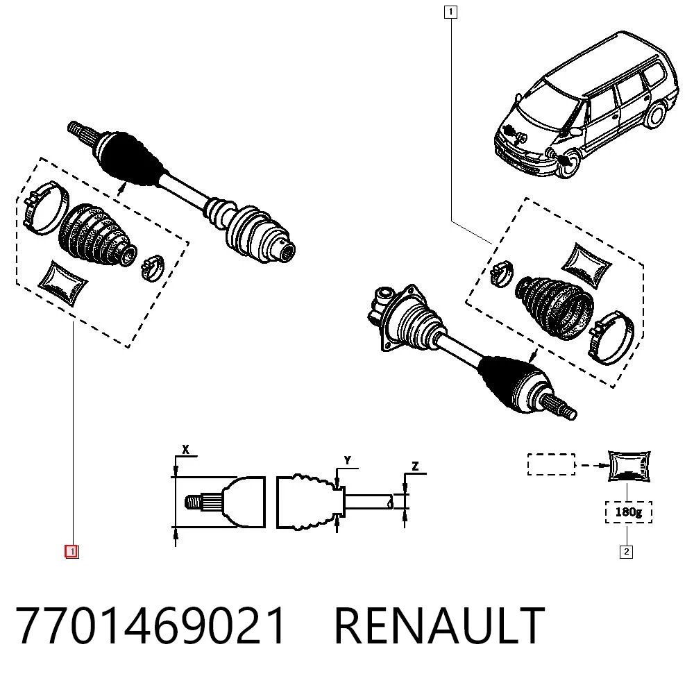 Fuelle de palier delantero exterior para Renault Laguna BG0, BG1