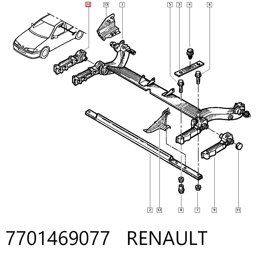 Subchasis trasero soporte motor 7701469077 RENAULT