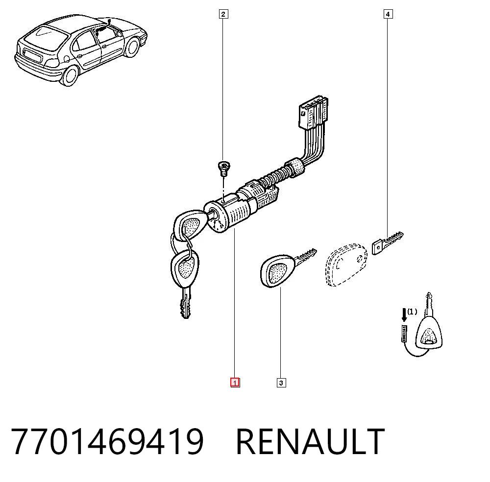 7701469419 Renault (RVI) Cilindros de cerradura, juego
