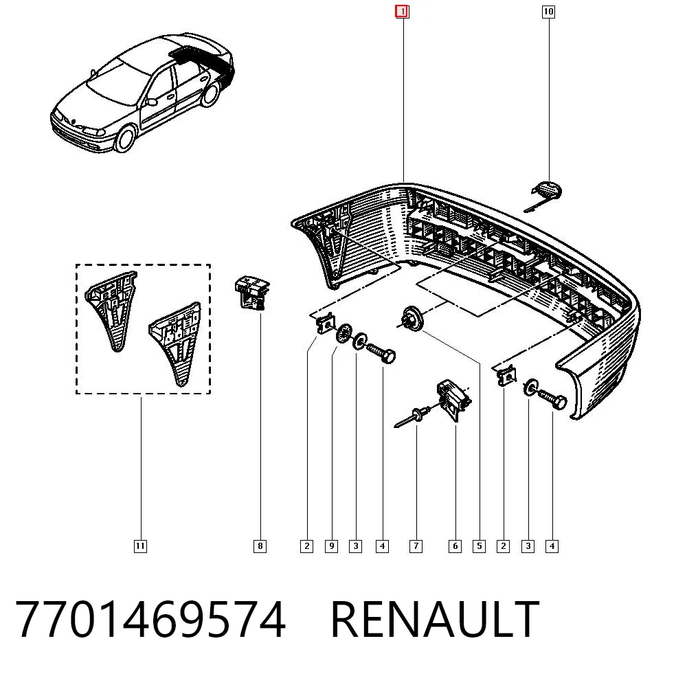 Comprar Parachoques trasero Renault Laguna I B56, 556 a bajo precio