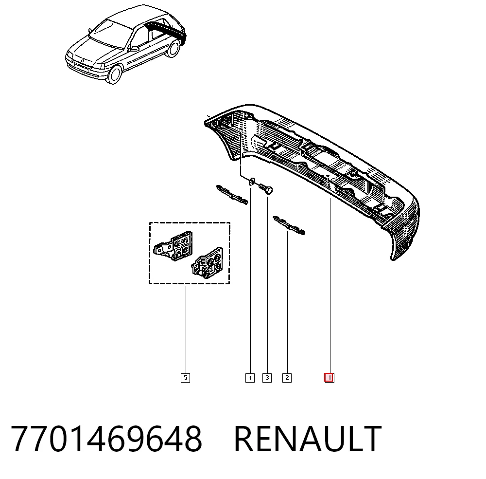 Defensa trasero para Renault Clio I BC57, 5357