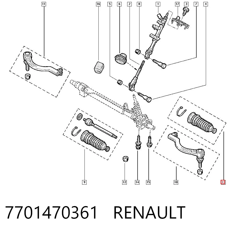 Fuelle de dirección 7701470361 RENAULT