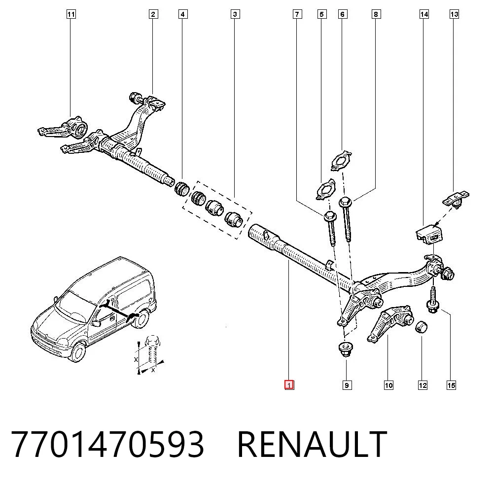 Comprar Subchasis trasero soporte motor Renault Kangoo KC0, KC1 a bajo precio