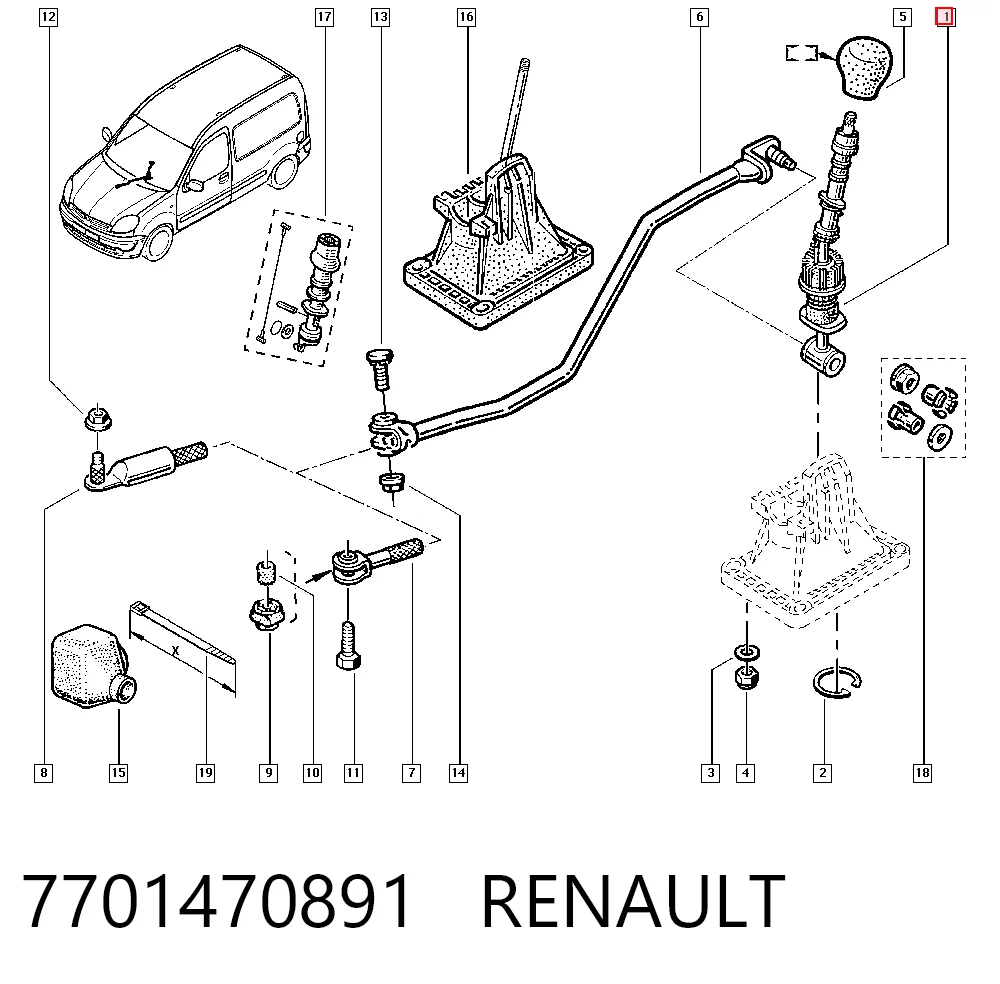 Mando de cambios Renault Kangoo  (1998-2008)