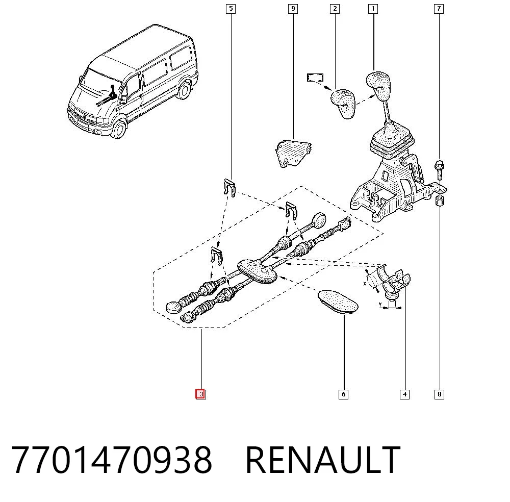 Cable de caja de cambios Renault Master II (JD, ND)