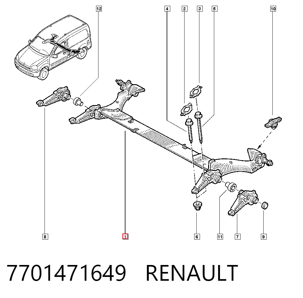 Subchasis trasero Renault Kangoo  (1998-2008)