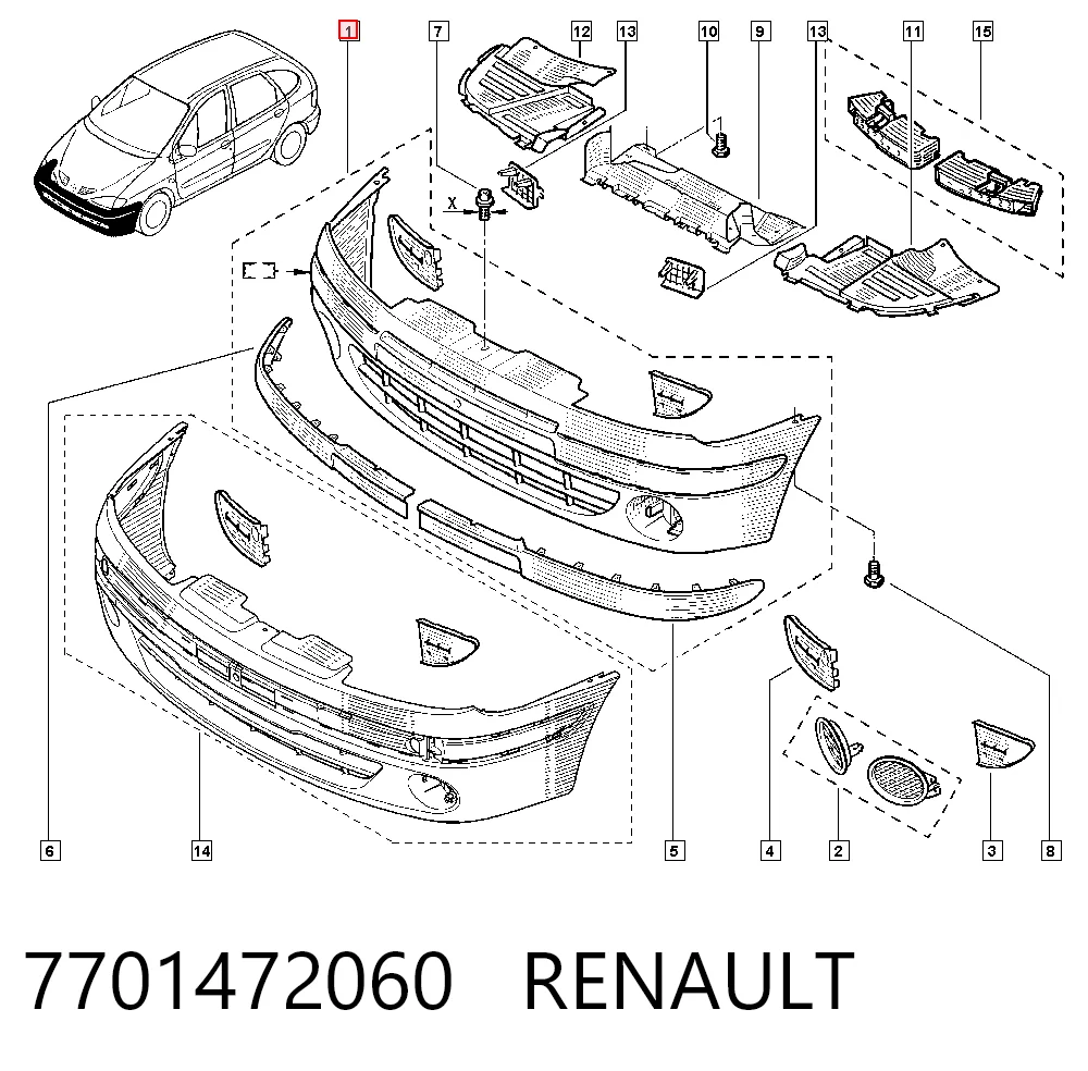 Parachoques delantero Renault Scenic I monovolumen (JA0, JA1, FA0) (1999 - 2003) precio, desde 103,09 EUR