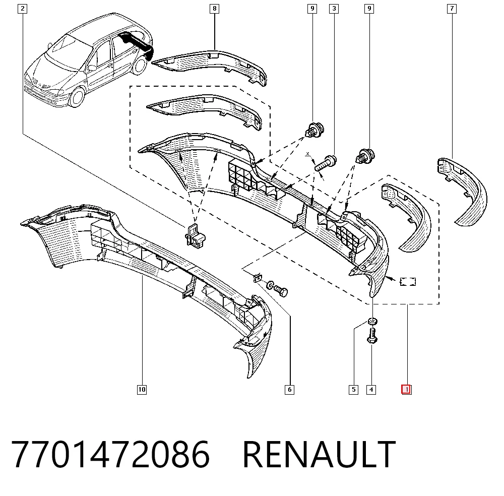 Paragolpes Renault Scenic I monovolumen (JA0, JA1, FA0) (1999 - 2003) precio, desde 65,04 EUR