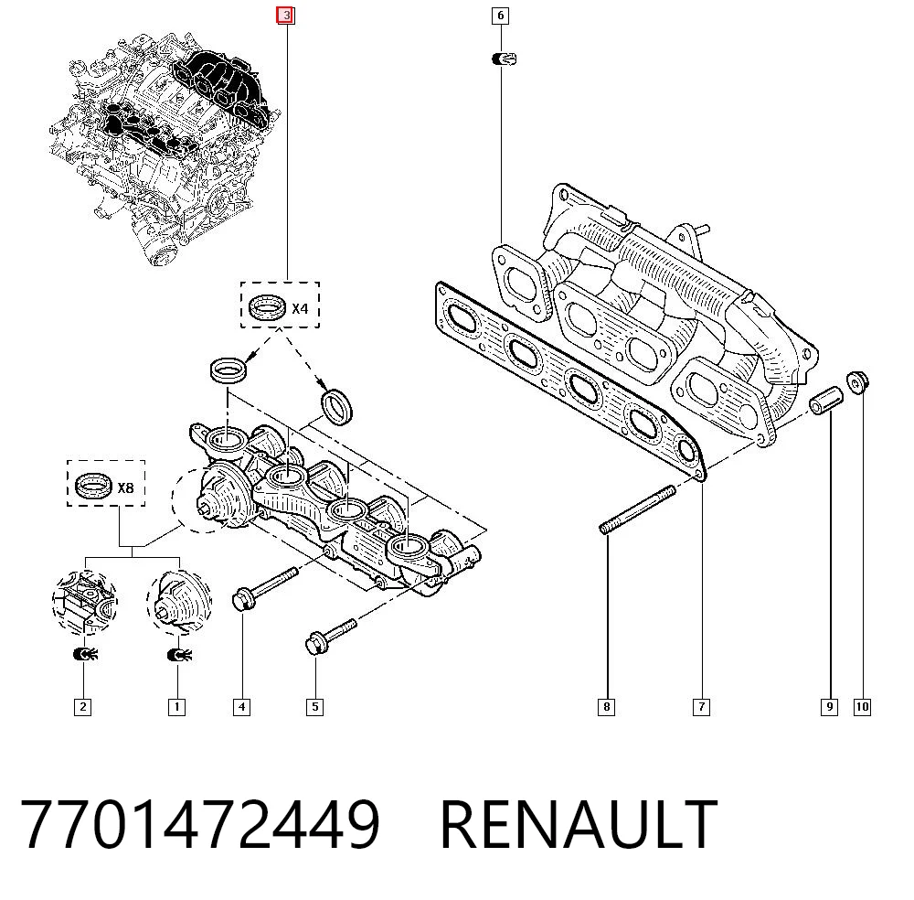 Junta de colector de admisión para Renault Master HD, FD
