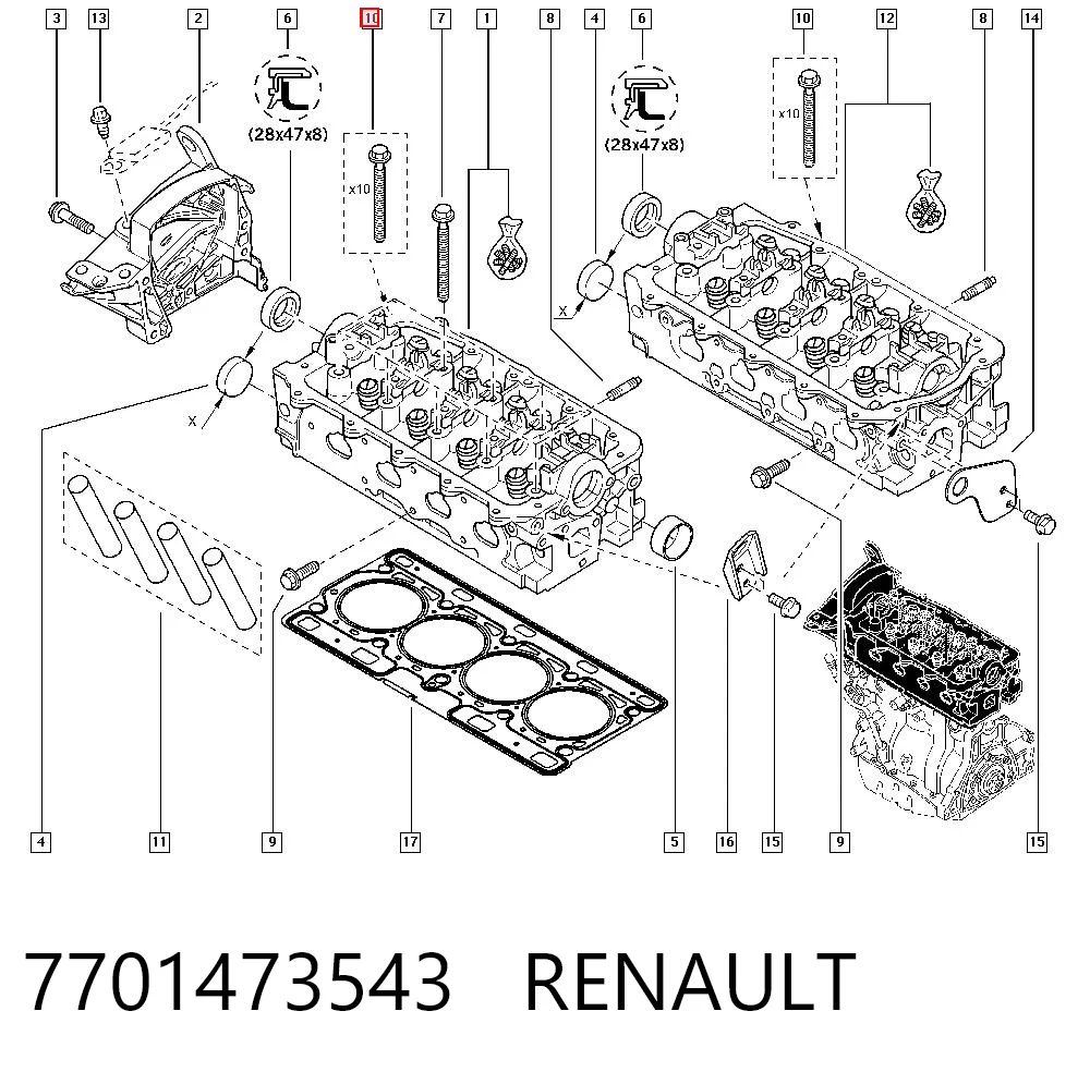 Pernos de culata para Renault LOGAN II L52