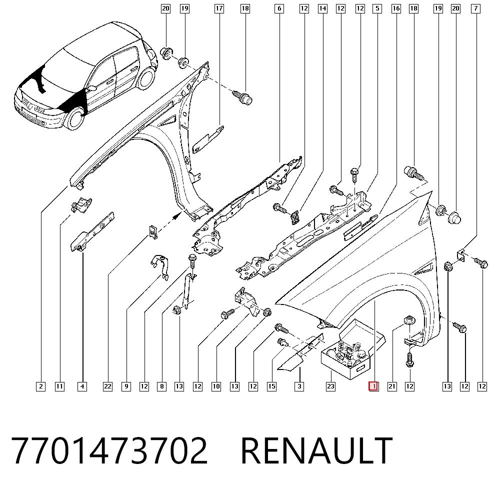 Aleta delantera izquierda para Renault Megane II LM0, LM1