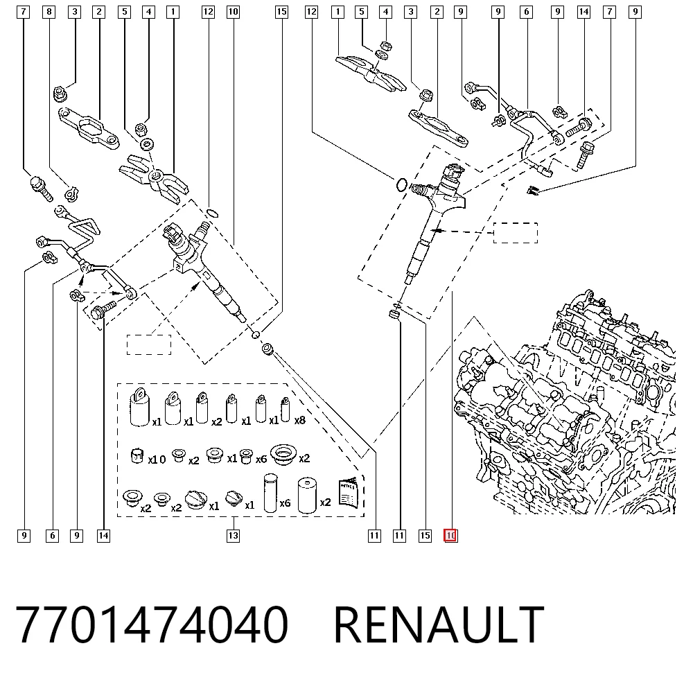 Inyector de combustible 7701474040 RENAULT