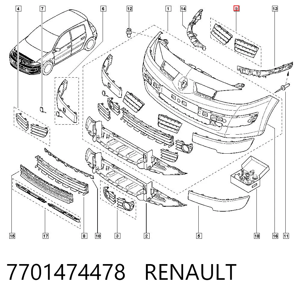 7701474478 Renault (RVI) Calandra