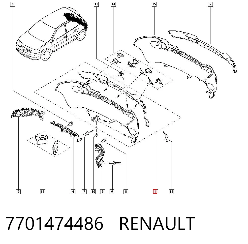Paragolpes trasero Renault Megane II
