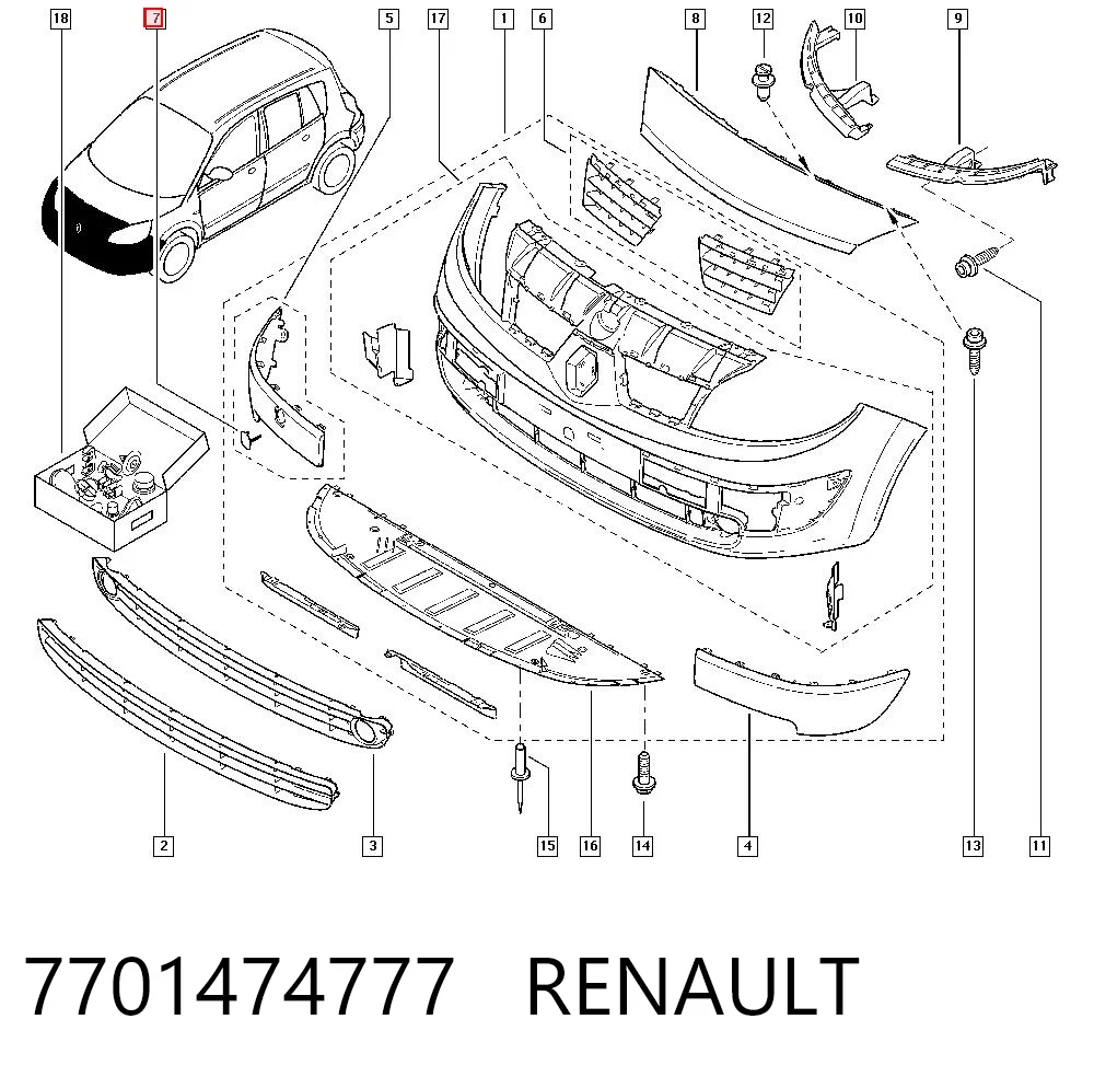 Tapa del enganche de remolcado delantera para Renault Scenic JM0, JM1