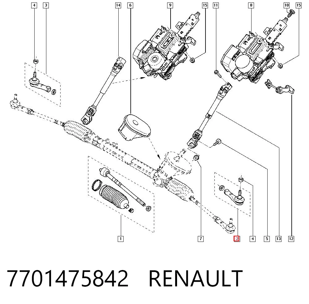 Rótula exterior de la barra de dirección 7701475842 RENAULT