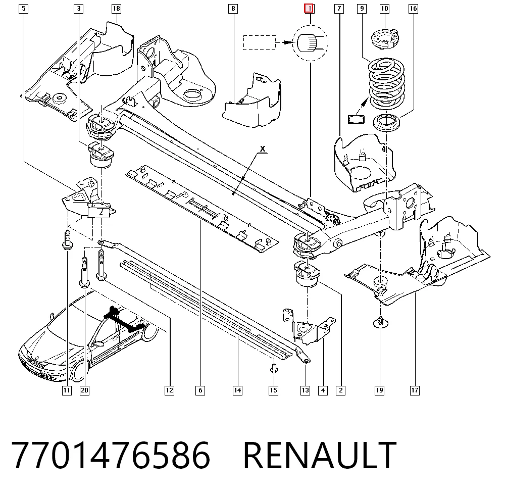 Puente trasero para Renault Laguna II BG0, BG1