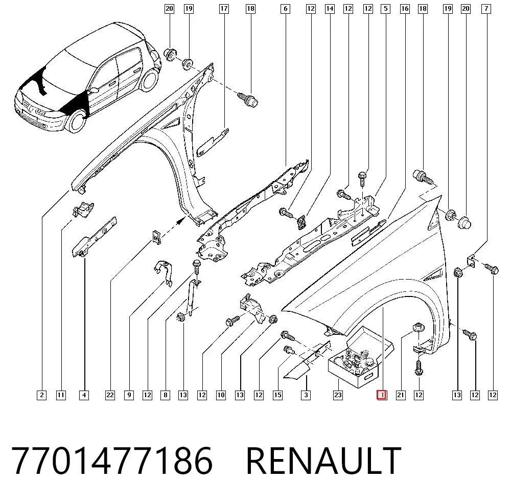 Aleta delantera izquierda Renault Megane II (2003-2012)
