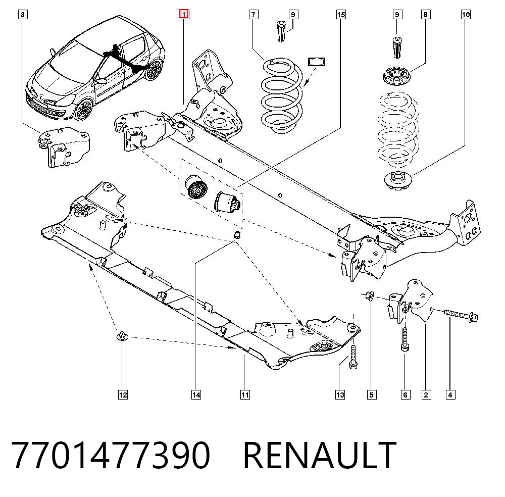 Subchasis trasero Renault Clio III