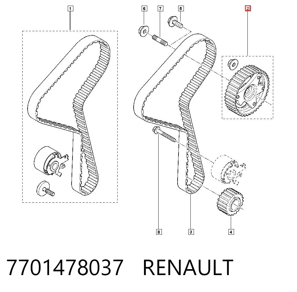 Piñón cadena distribución Renault Clio  (LB0, LB1, LB2)