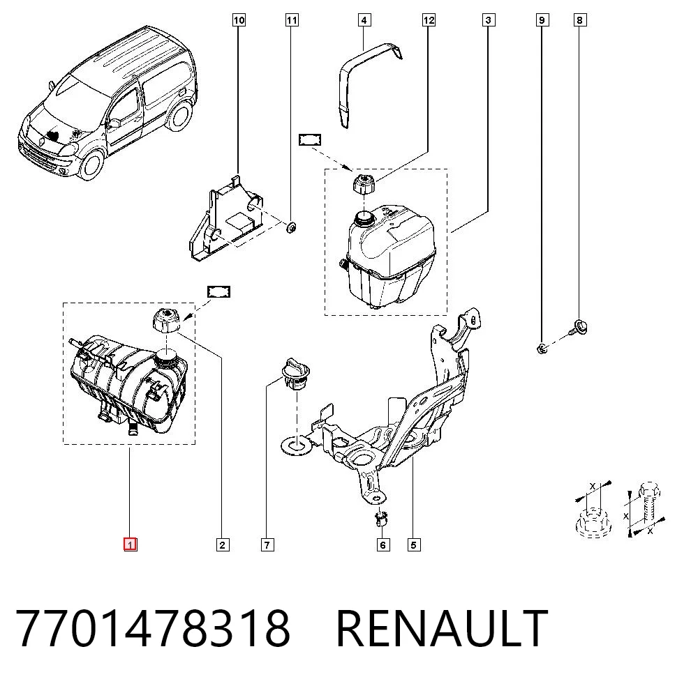 Vaso de expansión refrigerante Renault Kangoo II (FW0)