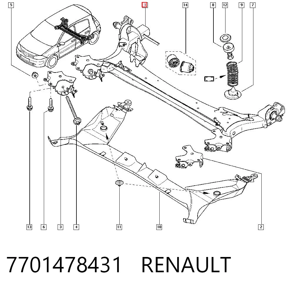 Puente trasero para Renault Megane II BM0, CM0, BM1, CM1