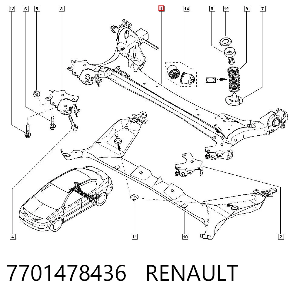 Puente trasero para Renault Megane II LM0, LM1