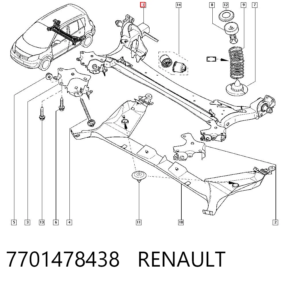 Puente trasero para Renault Scenic II JM0, JM1