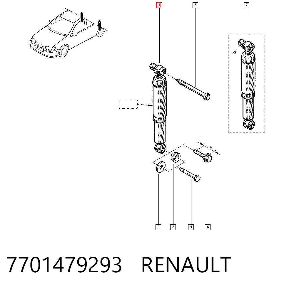 Amortiguador trasero 7701479293 RENAULT
