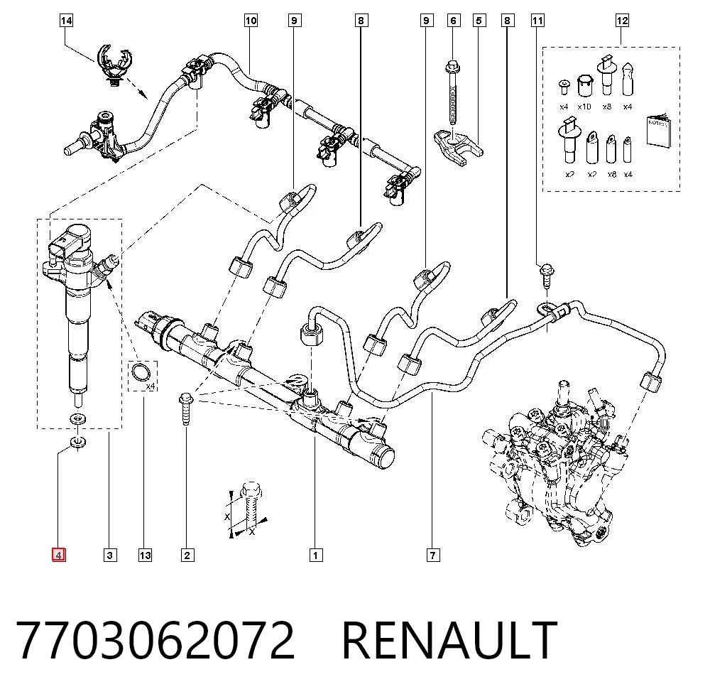 7703062072 Renault (RVI) Arandela de asiento del inyector