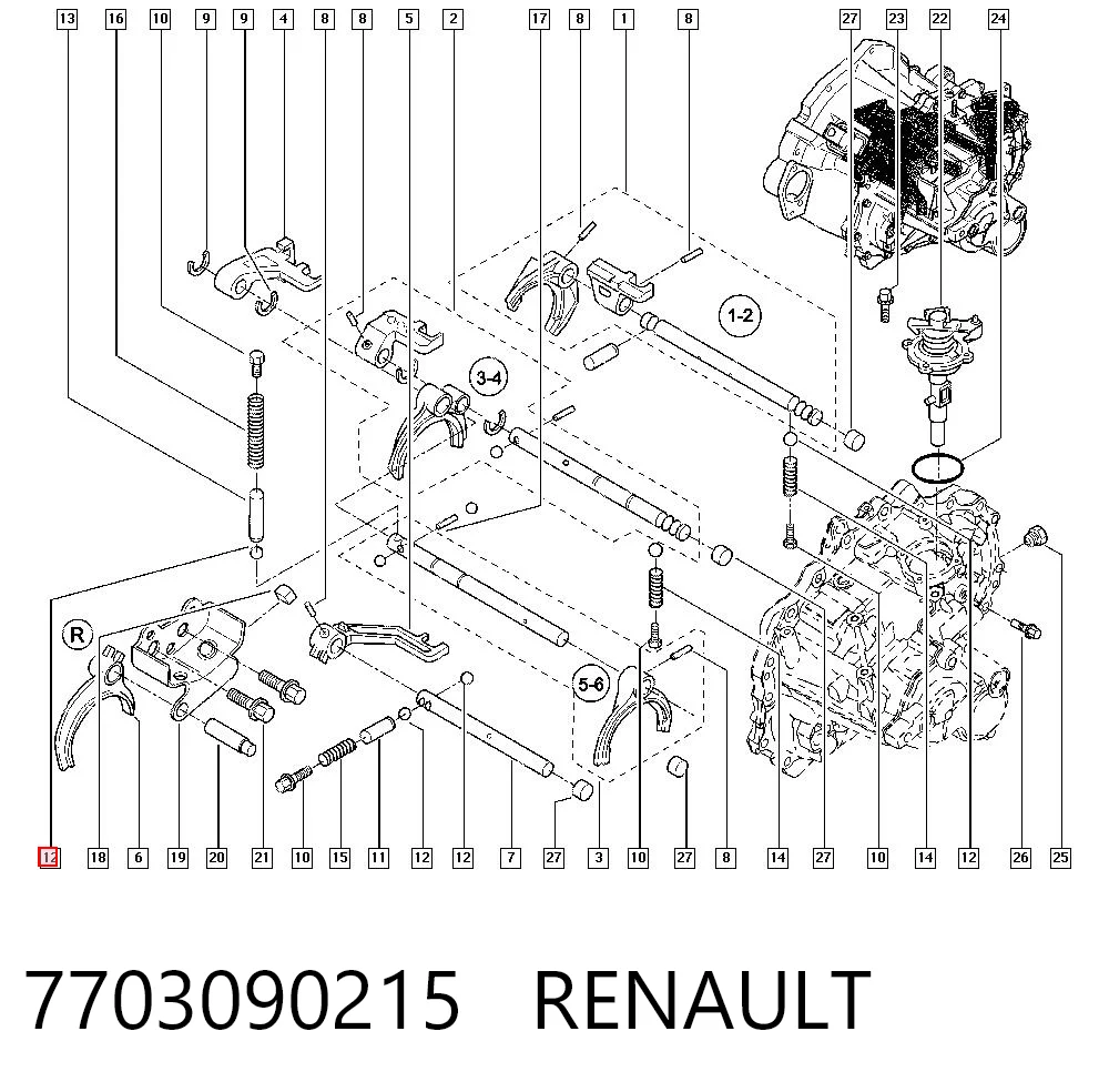 Buje del mecanismo de cambio (palanca selectora) 7703090215 RENAULT