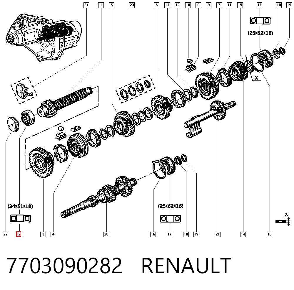 Cojinete de la transmisión para Renault Laguna II BG0, BG1