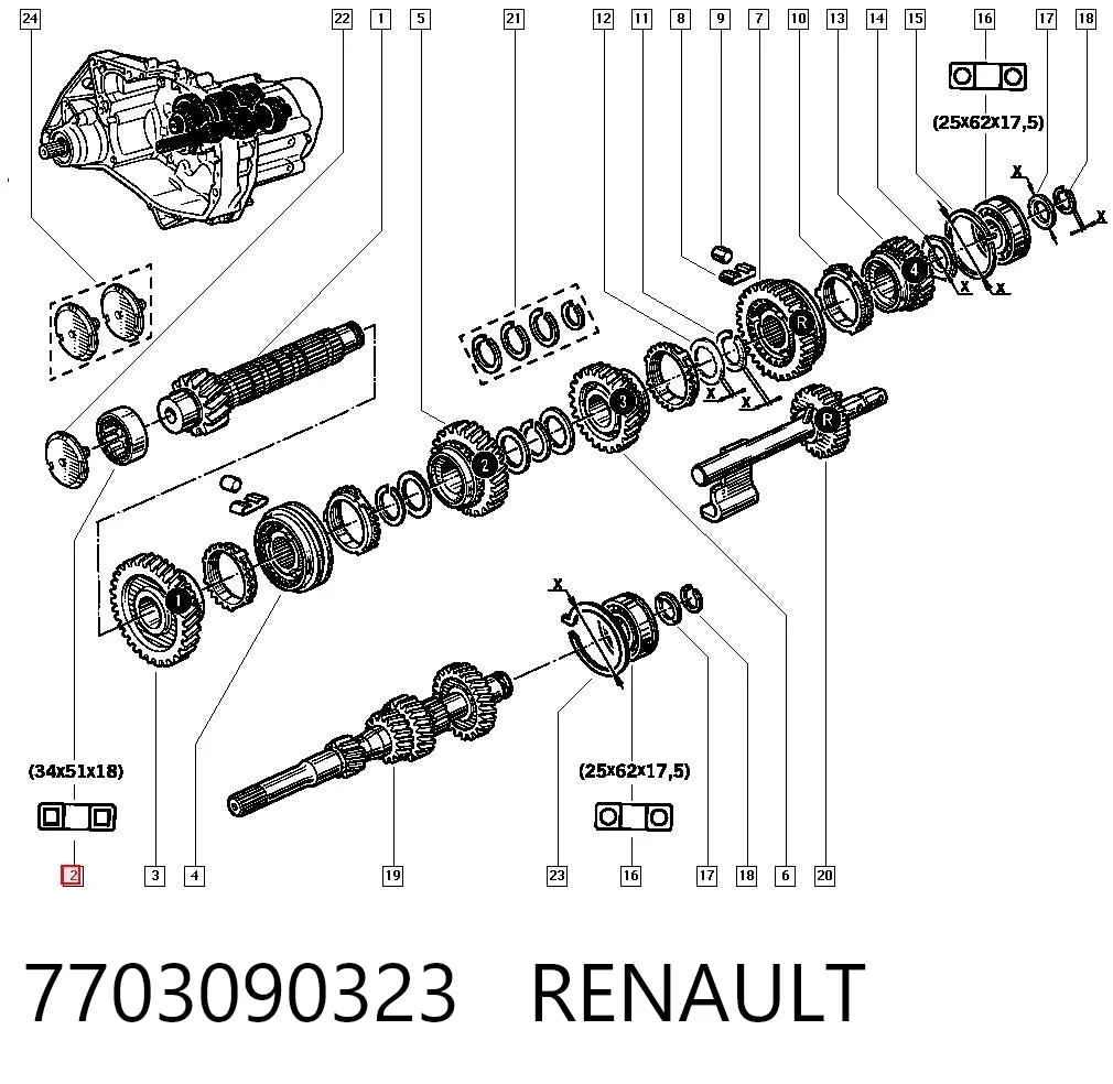 Comprar Rodamiento de la caja de cambios Renault Laguna II BG0, BG1 a bajo precio