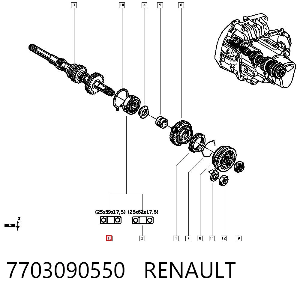 Comprar Cojinete del eje primario de la caja de cambios Renault Laguna II BG0, BG1 a bajo precio