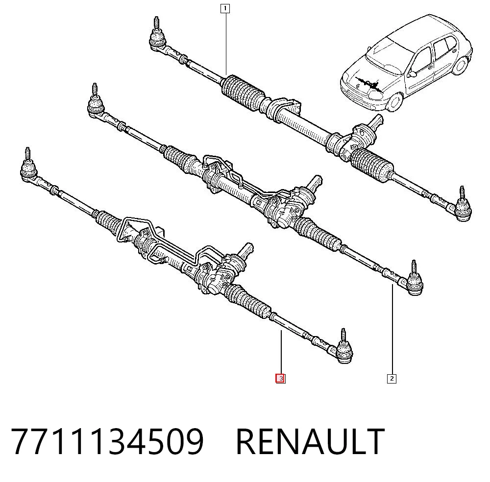 Cremallera de dirección 7711134509 RENAULT