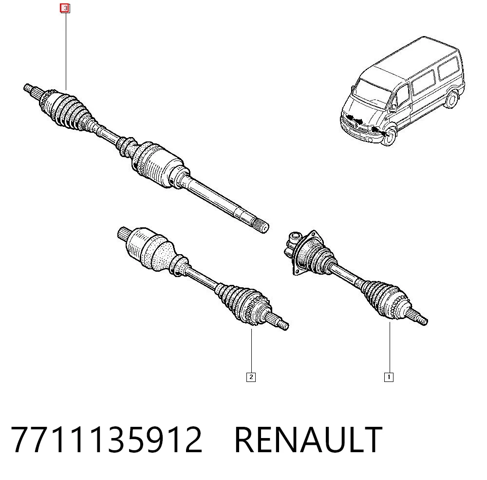Semieje delantero derecho 7711135912 RENAULT
