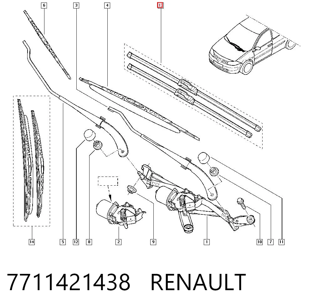 Escobillas de limpiaparabrisas delanteras para Renault Megane II (LM0, LM1)