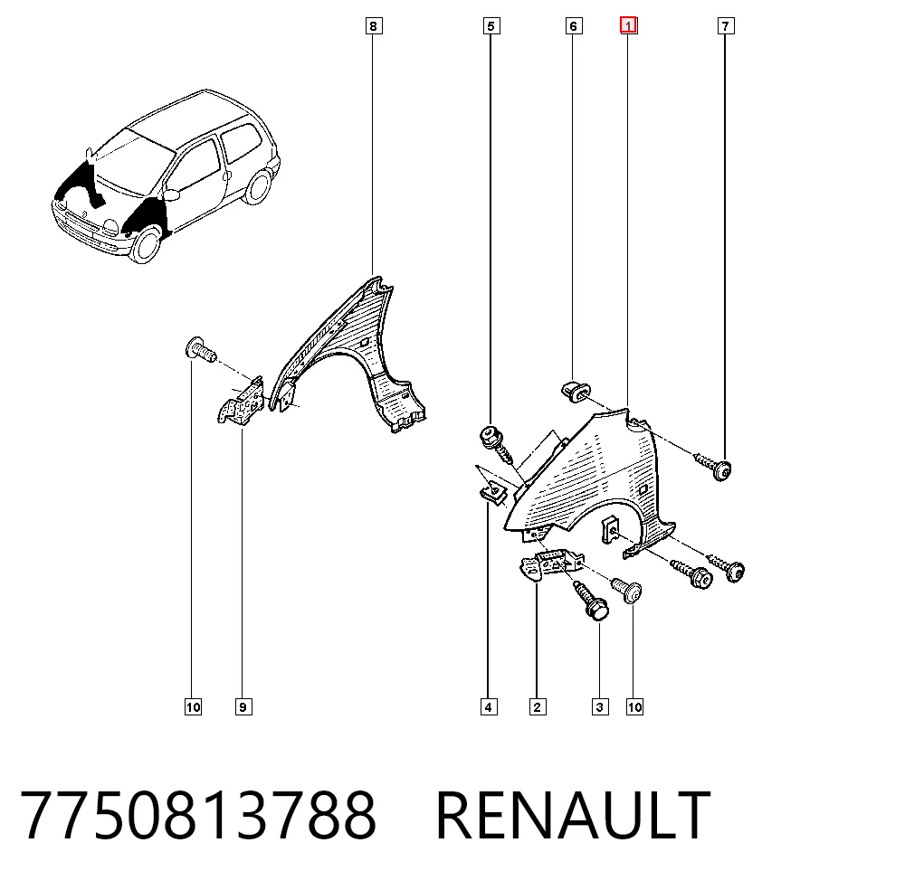 Aleta delantera izquierda Renault Twingo I