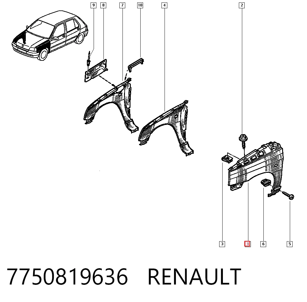 Comprar Aleta delantera izquierda Renault Clio I BC57, 5357