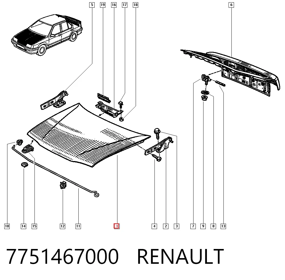 Capó delantero para Renault 19 II B53, C53
