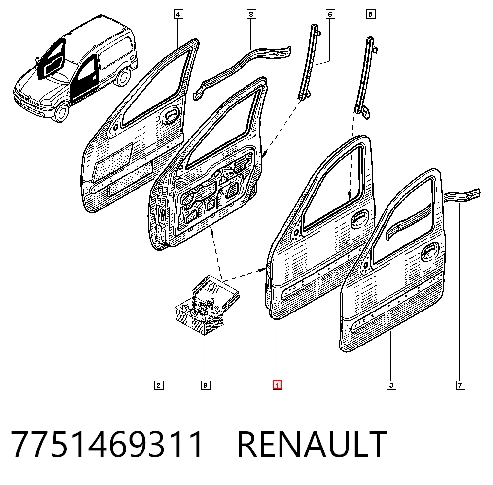 Comprar Puerta delantera izquierda Renault Kangoo  KC0, KC1 a bajo precio