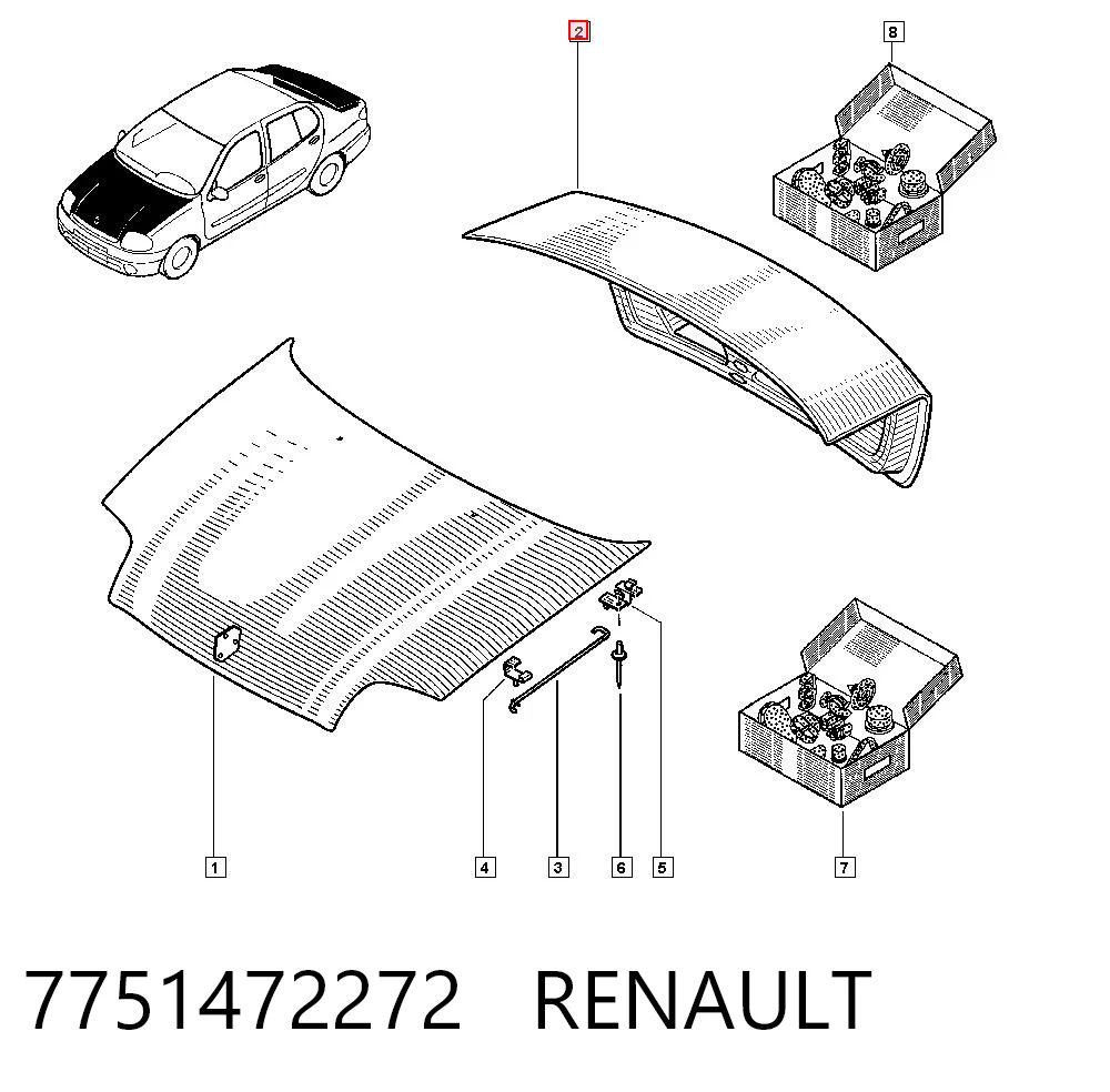 Comprar Tapa del maletero Renault Clio LB0, LB1, LB2 a bajo precio