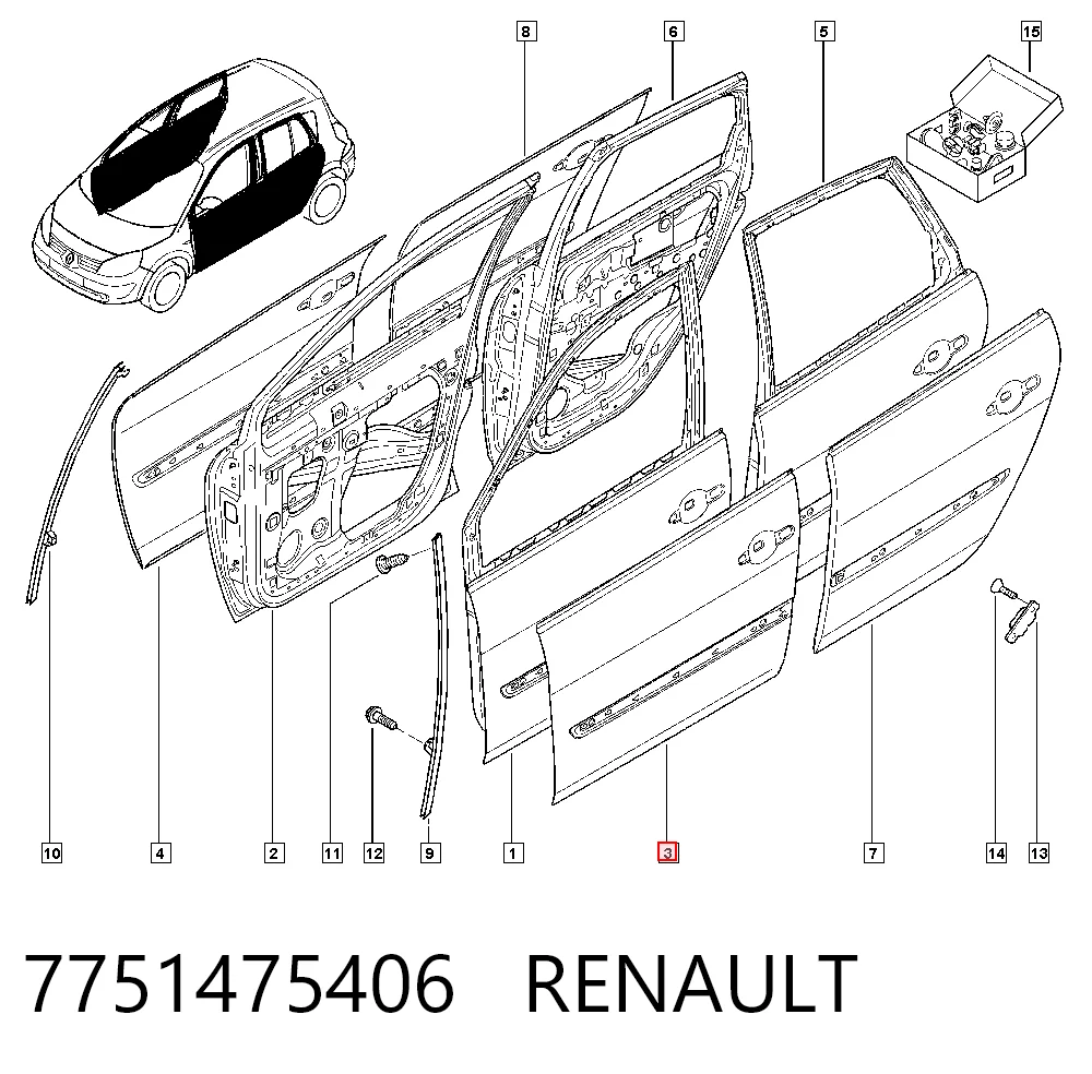 Puerta delantera para Renault Scenic GRAND II JM0, JM1