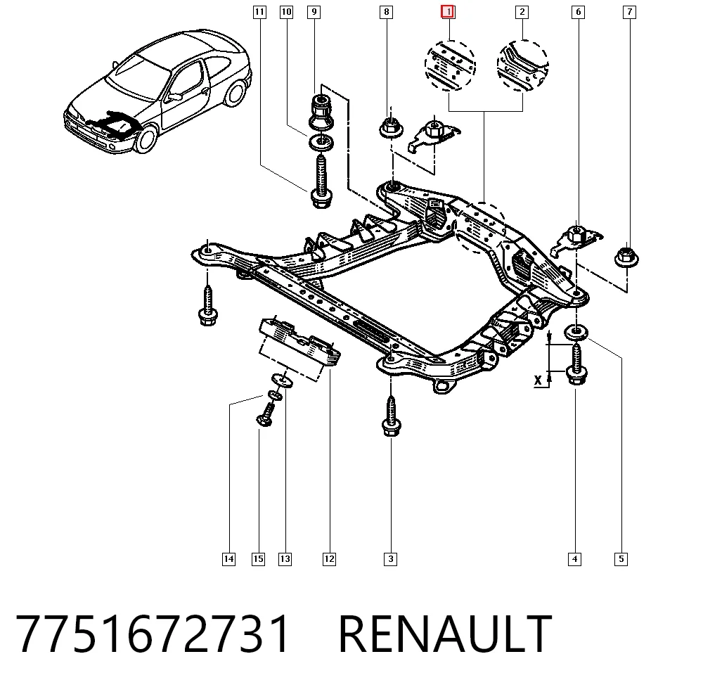 Comprar Subchasis delantero soporte motor Renault 19 I B53, C53 a bajo precio