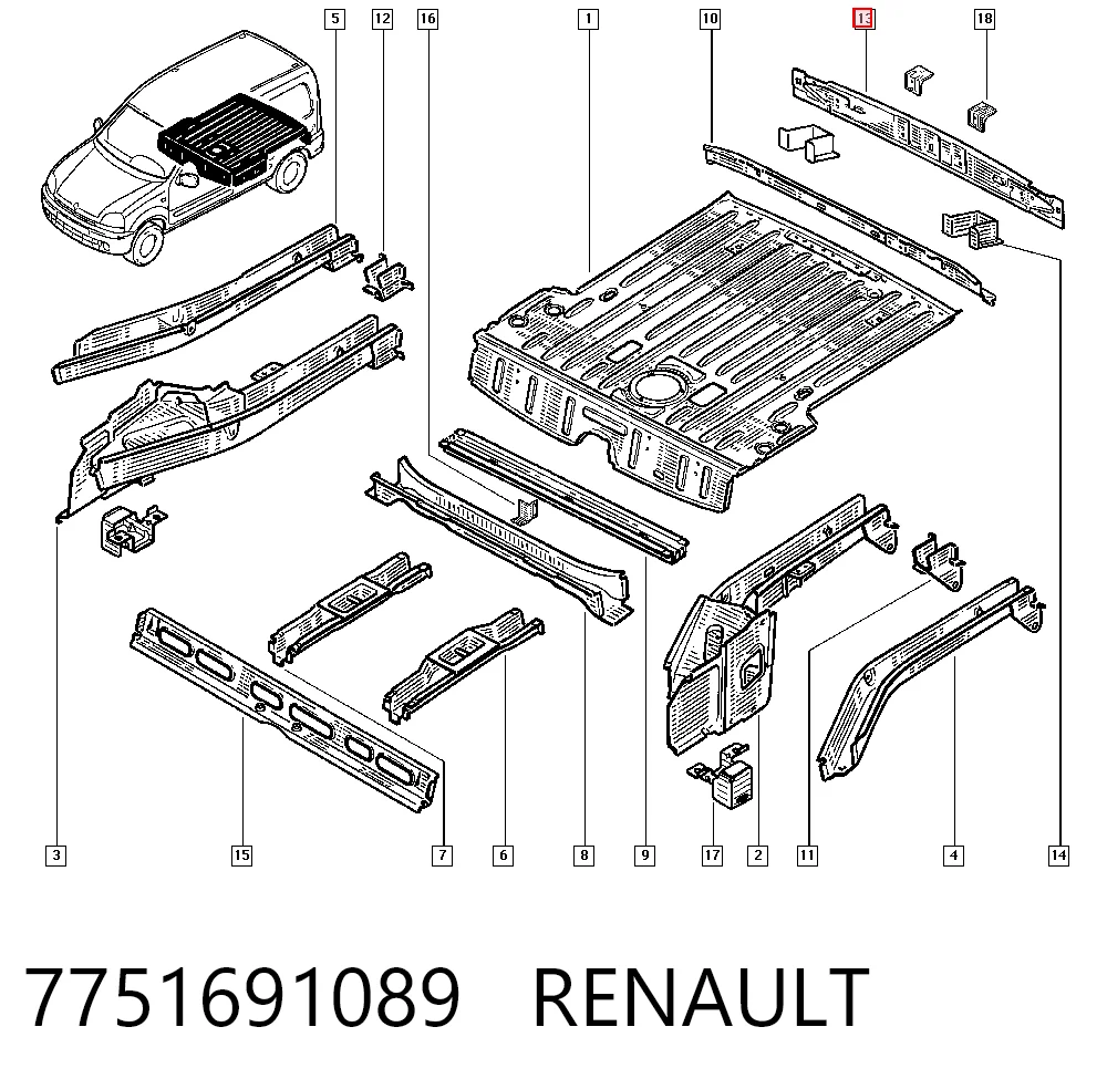 Comprar Refuerzo de parachoques trasero Renault Kangoo KC0, KC1 a bajo precio