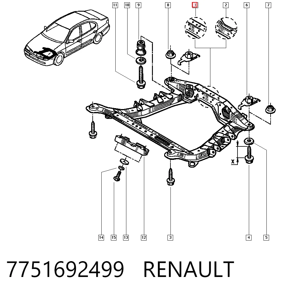Puente delantero para Renault Megane BA0, BA1