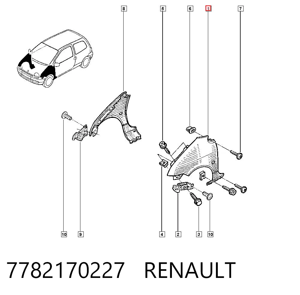 Comprar Aleta delantera izquierda Renault Twingo I C06 a bajo precio