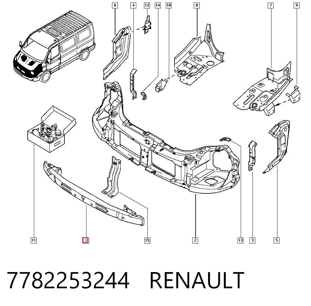 Precio del repuesto Refuerzo paragolpes delantero Master II furgoneta