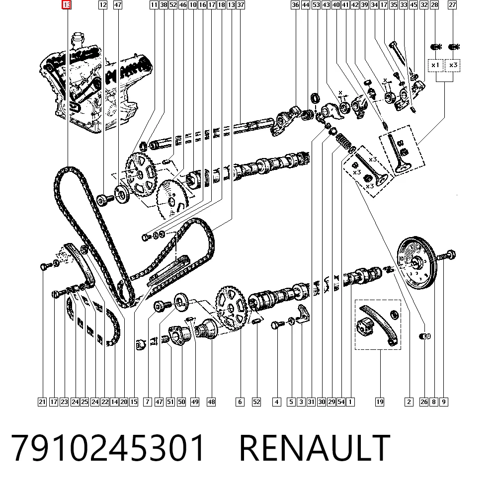 Cadena de distribución para Renault Laguna B56, 556