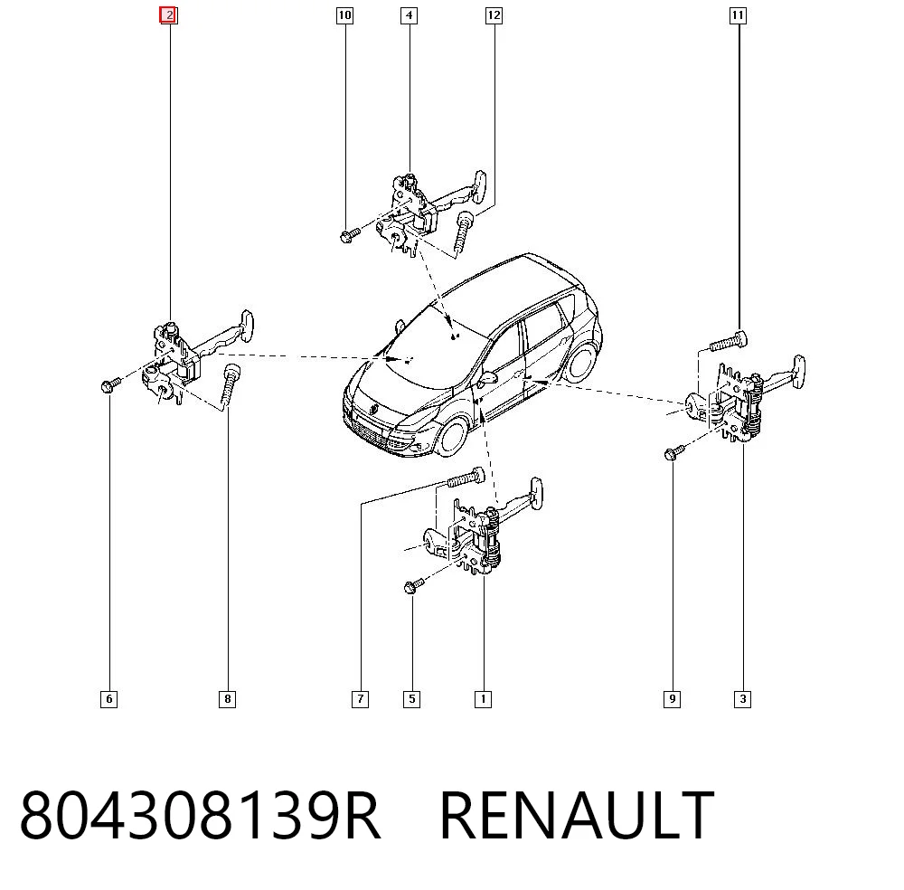 804308139R Renault (RVI) Limitador de apertura de puerta delantera